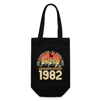 Vintage 1982 - Zeitlose Retro-Perfektion - Geschenkbeutel für Flaschen - Schwarz - Vorne