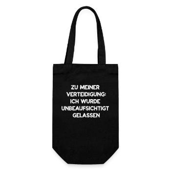 Zu meiner Verteidigung ich wurde unbeaufsichtigt - Geschenkbeutel für Flaschen - Schwarz - Vorne