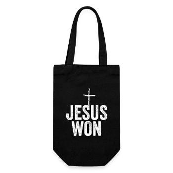 Jesus Won Religious Christian Jesus Holy Cross - Geschenkbeutel für Flaschen - Schwarz - Vorne