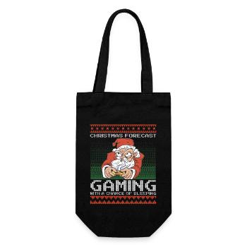 Funny Christmas Forecast Gaming Santa Ugly Xmas - Gift Bag for Bottles - black - Front