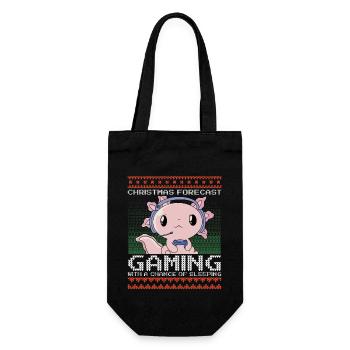 Funny Christmas Forecast Gaming Axolotl Ugly Xmas - Gift Bag for Bottles - black - Front