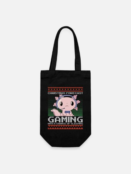 Funny Christmas Forecast Gaming Axolotl Ugly Xmas - Gift Bag for Bottles - black