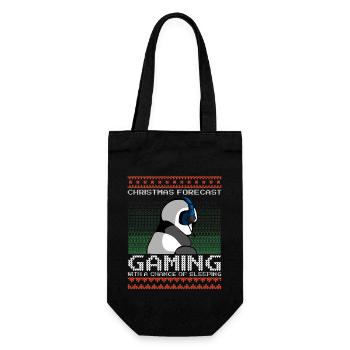 Funny Christmas Forecast Gaming Panda Ugly Xmas - Gift Bag for Bottles - black - Front
