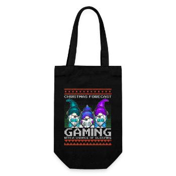 Funny Christmas Forecast Gaming Gnome Ugly Xmas - Gift Bag for Bottles - black - Front