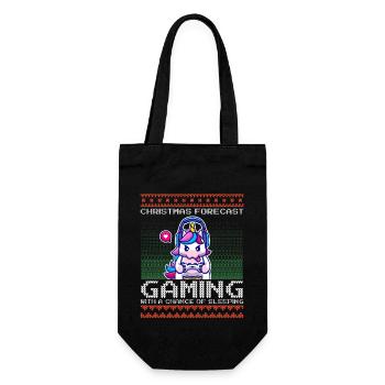 Funny Christmas Forecast Gaming Unicorn Ugly Xmas - Gift Bag for Bottles - black - Front