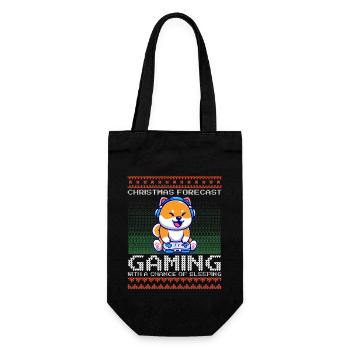 Funny Christmas Forecast Gaming Shiba Inu Ugly - Gift Bag for Bottles - black - Front