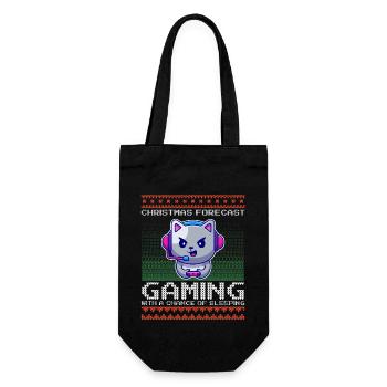 Funny Christmas Forecast Gaming Cat Ugly Xmas - Gift Bag for Bottles - black - Front