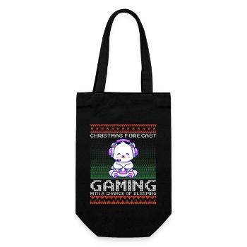Funny Christmas Forecast Gaming Polar Bear Ugly Xmas - Gift Bag for Bottles - black - Front