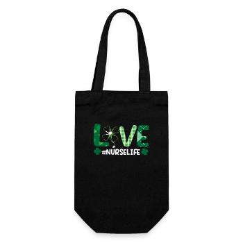 Love Stethoscope Nurse Life Happy - Gift Bag for Bottles - black - Front