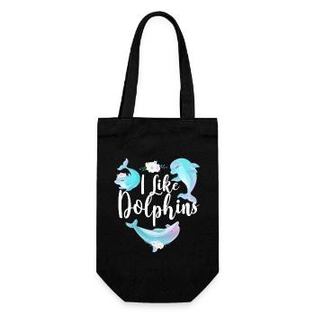 Dolphin I Like Dolphins - Geschenkbeutel für Flaschen - Schwarz - Vorne