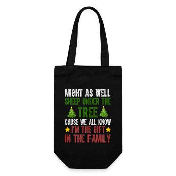 Könnte genauso gut unter dem Baum schlafen Ich bin das Geschenk - Geschenkbeutel für Flaschen - Schwarz - Vorne