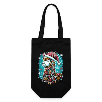 Festive llama: Christmas magic - Gift Bag for Bottles - black - Front