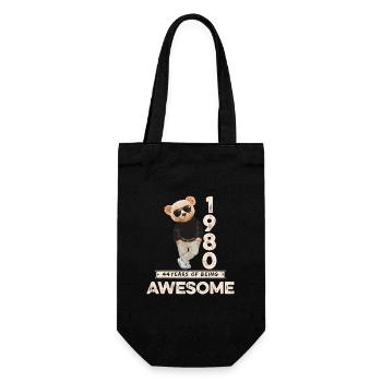 1980 Geburtstag Teddy Bär Being Awesome Orignal - Geschenkbeutel für Flaschen - Schwarz - Vorne