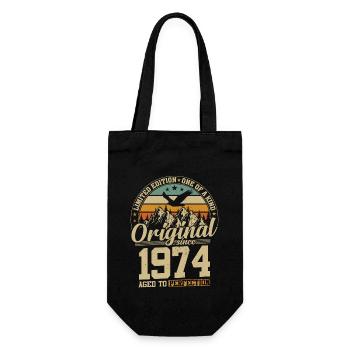 1974 Vintage Birthday Tee - Geschenkbeutel für Flaschen - Schwarz - Vorne