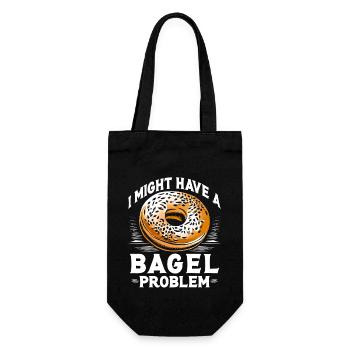 Bagel, ich könnte ein Bagel-Problem haben, Essensfrühstück - Geschenkbeutel für Flaschen - Schwarz - Vorne
