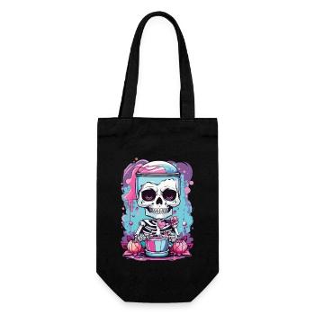 Kawaii Goth Pastel Skelett Milkshake Design - Geschenkbeutel für Flaschen - Schwarz - Vorne