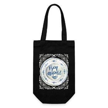 Cook and Cook, Saying Antique Plate Typography - Gift Bag for Bottles - black - Front