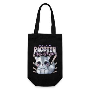 Kawaii Waschbär, lustiger Raccoon-Racoon Spruch - Geschenkbeutel für Flaschen - Schwarz - Vorne