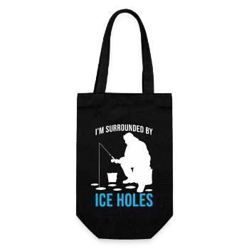 Surrounded By Ice Holes - Ice Fishing Enthusiast - Geschenkbeutel für Flaschen - Schwarz - Vorne
