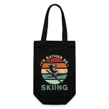 Skiing Enthusiast Retro Vintage Ski Skier - Gift Bag for Bottles - black - Front