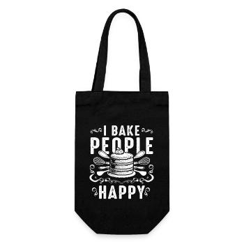 Bäcker Backen Ich backe Menschen Happy Cake - Geschenkbeutel für Flaschen - Schwarz - Vorne