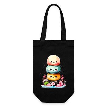 Kawaii Mochi Eis Japanisches Dessert Japan - Geschenkbeutel für Flaschen - Schwarz - Vorne