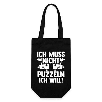 Puzzlefan Puzzler Puzzleteile Puzzle - Geschenkbeutel für Flaschen - Schwarz - Vorne