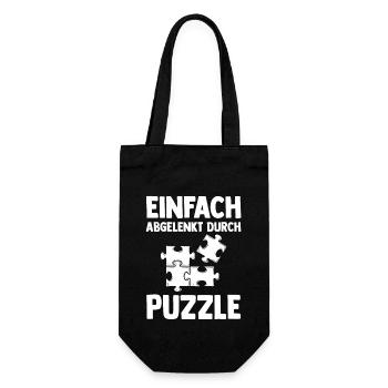 Puzzlefan Puzzler Puzzleteile Puzzle - Geschenkbeutel für Flaschen - Schwarz - Vorne