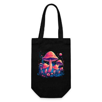 Mushroom | Fantasy Pilze Wald Natur Goa Festival - Geschenkbeutel für Flaschen - Schwarz - Vorne