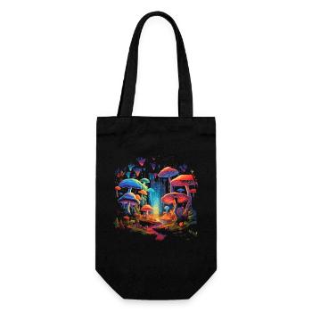 Mushroom | Fantasy Pilze Wald Natur Goa Festival - Geschenkbeutel für Flaschen - Schwarz - Vorne