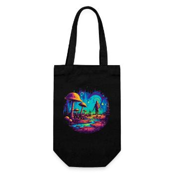 Mushroom | Fantasy Pilze Wald Natur Goa Festival - Geschenkbeutel für Flaschen - Schwarz - Vorne