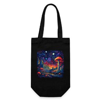 Mushroom | Fantasy Pilze Wald Natur Goa Festival - Geschenkbeutel für Flaschen - Schwarz - Vorne