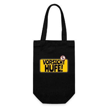 Achtung Pferde: Vorsicht Hufe - Geschenkbeutel für Flaschen - Schwarz - Vorne