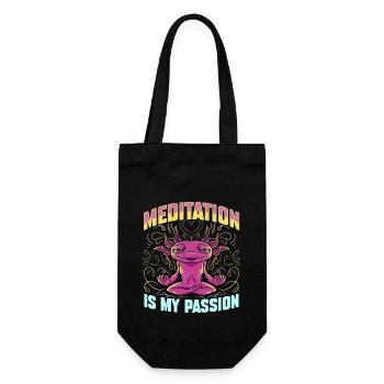 Meditation Is My Passion Loves Yoga Gecko Lover - Geschenkbeutel für Flaschen - Schwarz - Vorne