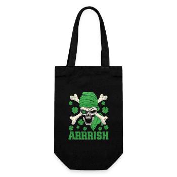 Arrish Irish Pirate Totenkopf Leprechaun - Geschenkbeutel für Flaschen - Schwarz - Vorne