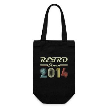 Retro seit 2014 Geburtstagsgeschenk - Geschenkbeutel für Flaschen - Schwarz - Vorne