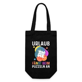 Puzzlefan Puzzler Puzzleteile Puzzle - Geschenkbeutel für Flaschen - Schwarz - Vorne