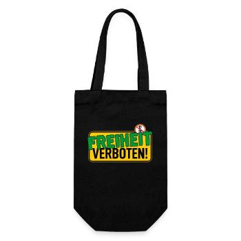 Schild: Freiheit Verboten - Geschenkbeutel für Flaschen - Schwarz - Vorne