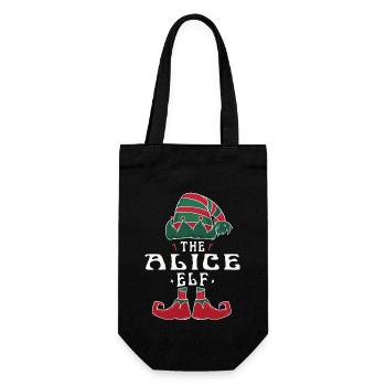 Alice Elf Family Matching Group Christmas Mom Dad - Gift Bag for Bottles - black - Front