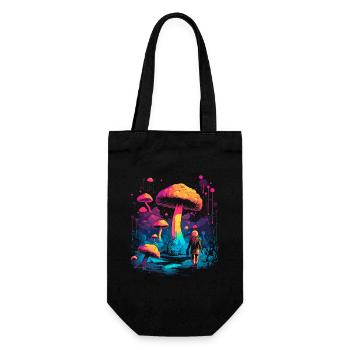 Mushroom | Fantasy Pilze Wald Natur Goa Festival - Geschenkbeutel für Flaschen - Schwarz - Vorne