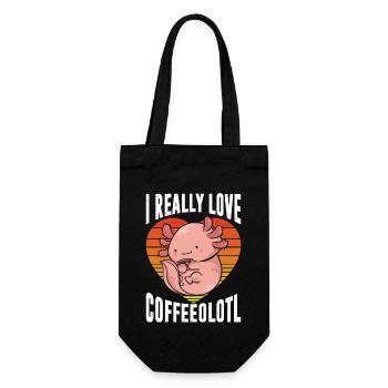 Ich Liebe Coffeeolotl Im Retro Wirklich - Geschenkbeutel für Flaschen - Schwarz - Vorne