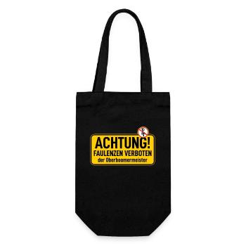 Sign: Attention laziness and lounging prohibited - Gift Bag for Bottles - black - Front