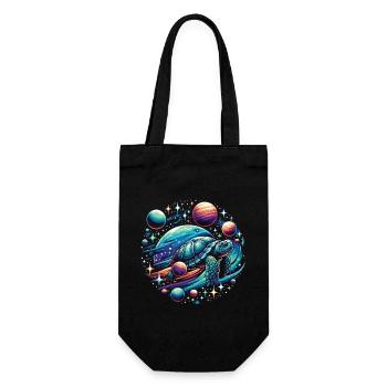 Astronomische Schildkröte: Planetenabenteuer - Geschenkbeutel für Flaschen - Schwarz - Vorne