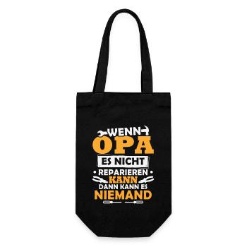 Wenn Opa es nicht reparieren kann, kann es keiner - Geschenkbeutel für Flaschen - Schwarz - Vorne