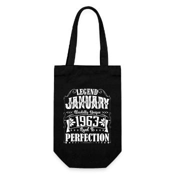 January 1963. January 1963 Birthday Gift. - Gift Bag for Bottles - black - Front