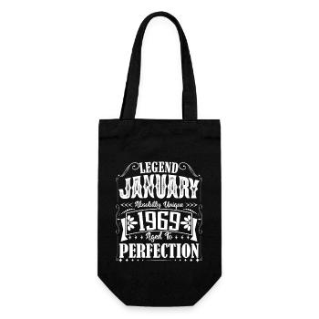 January 1969. January 1969 Birthday Gift. - Gift Bag for Bottles - black - Front