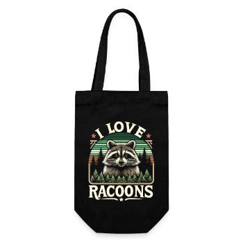 Waschbär im Wald: "I love Racoons" - Geschenkbeutel für Flaschen - Schwarz - Vorne