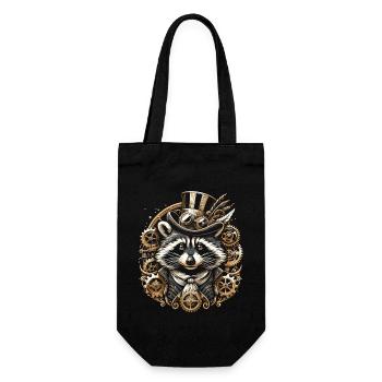 Viktorianischer Waschbär: Steampunk Eleganz - Geschenkbeutel für Flaschen - Schwarz - Vorne