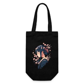 Vintage Japanisch Ästhetik Otaku Anime Girl - Geschenkbeutel für Flaschen - Schwarz - Vorne