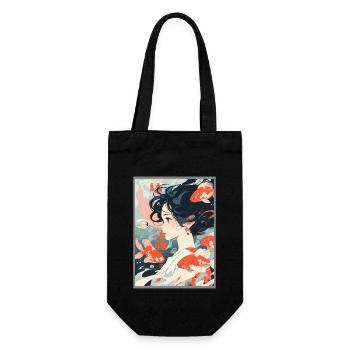 Vintage Japanese Aesthetic Otaku Anime Girl - Gift Bag for Bottles - black - Front